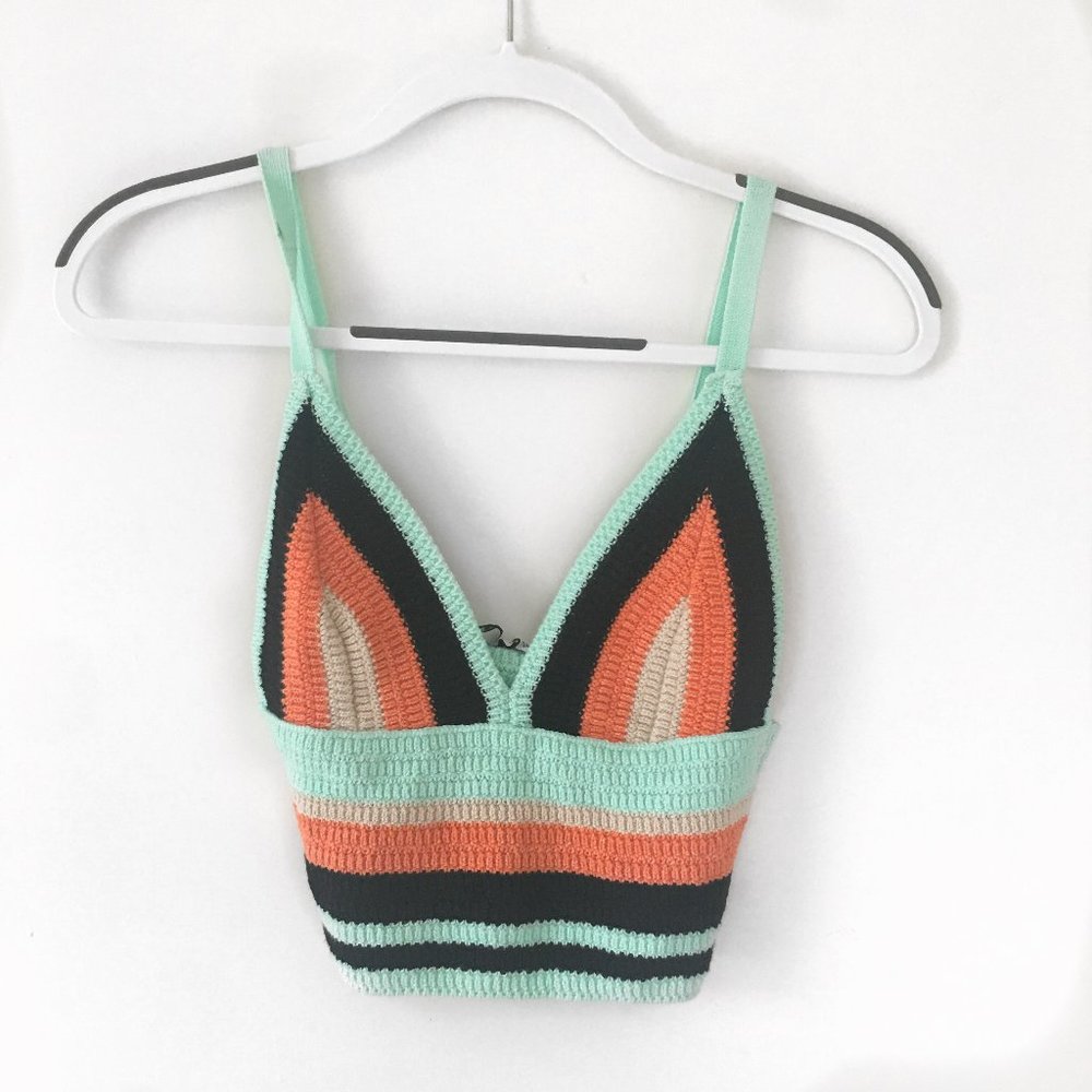 NWT Zara Multicolored Strappy Cropped Bustier Knit Tank Top